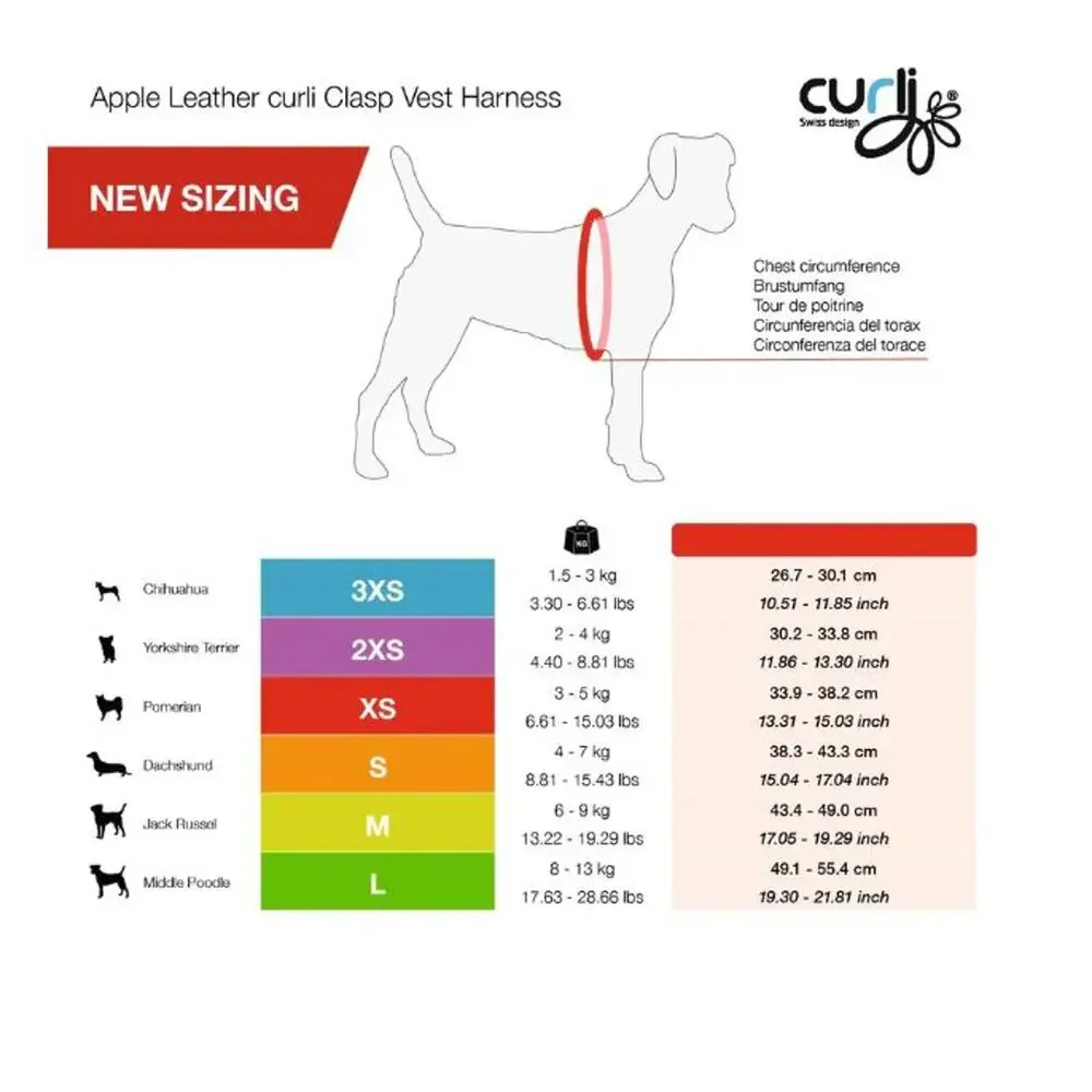 NEW! Curli Vegan Apple Leather Clasp Dog Harness‎ Brown LARGE